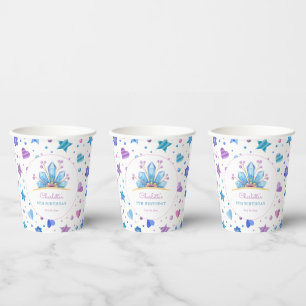 Gobelets En Papier Conte de fée congelée Ice Princess Crown Anniversa