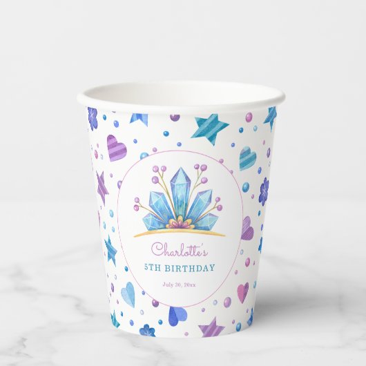 Gobelets En Papier Conte de fée congelée Ice Princess Crown Anniversa (Recto)