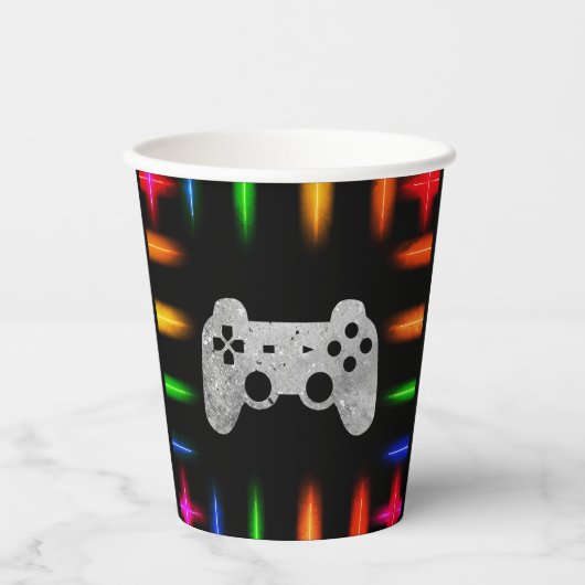 Gobelets En Papier Contrôleur de jeu vidéo Neon Jeu fête d'anniversai (Recto)