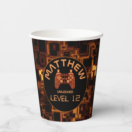 Gobelets En Papier Contrôleur de jeu vidéo orange (Verso)