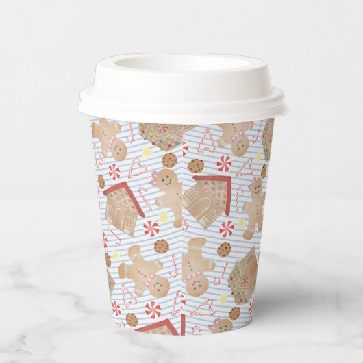 Gobelets En Papier Cookies de Noël avec tasses de papier Bleu (Droite)