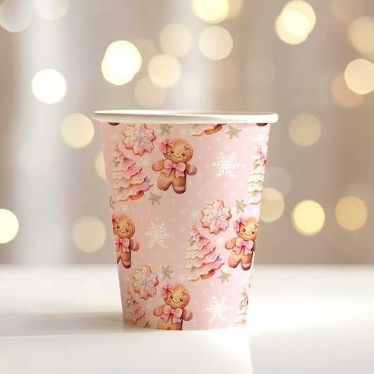 Gobelets En Papier Cookies de Noël pain d'épice homme rose Noël