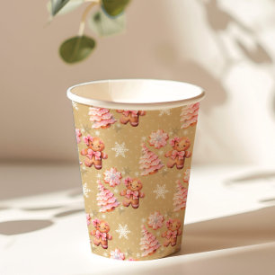 Gobelets En Papier Cookies de Noël pain d'épice homme rose Noël