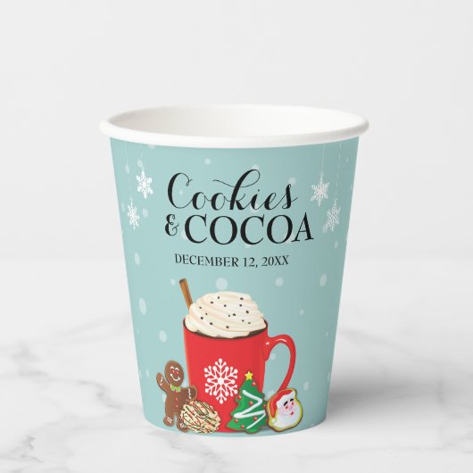 Gobelets En Papier Cookies et cacao Fête de Noël (Recto)