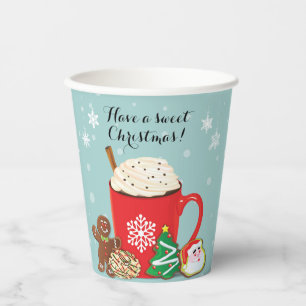 Gobelets En Papier Cookies et cacao Fête de Noël