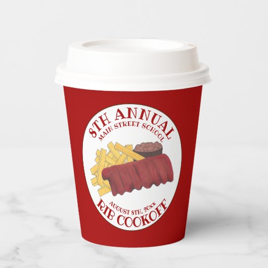 Gobelets En Papier Cookoff annuel Barbecue Barbecue sur les côtes de (Recto)