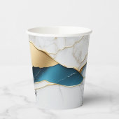 Gobelets En Papier Cool Blanc Turquoise Marbre Pierre Or (Gauche)