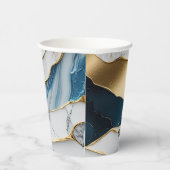 Gobelets En Papier Cool Blanc Turquoise Marbre Pierre Or (Droite)