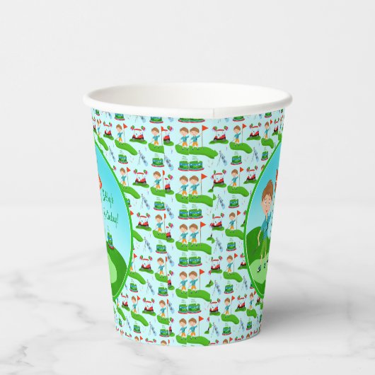 Gobelets En Papier Cool Boy's Golfing Thème fête d'anniversaire (Droite)