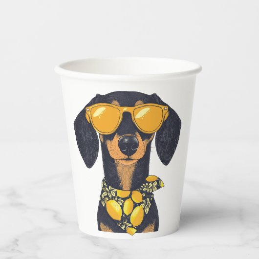 Gobelets En Papier Cool Dachshund Dog Sunglasses Lemons (Recto)