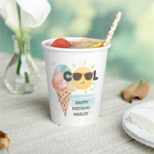 Gobelets En Papier Cool d'été   Tropical Beach Ice Cream Anniversaire