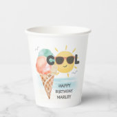 Gobelets En Papier Cool d'été | Tropical Beach Ice Cream Anniversaire (Recto)