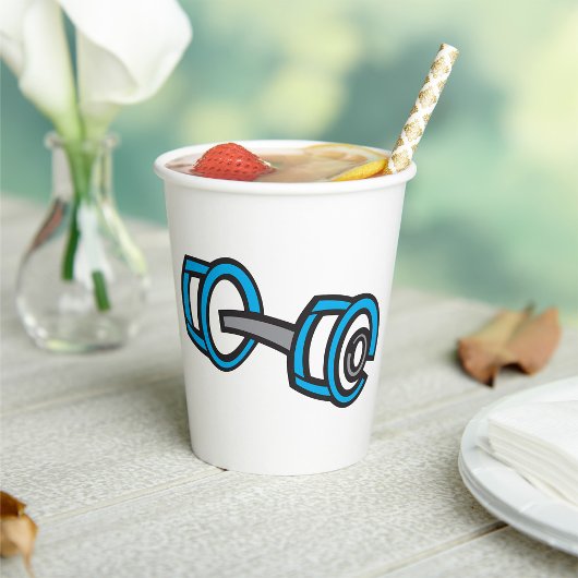 Gobelets En Papier Cool Dumbbell Fitness Blue and Grey Graphisme