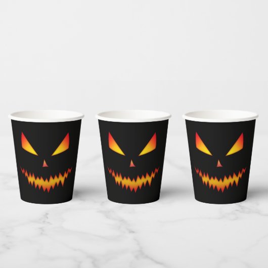 Gobelets En Papier Cool effrayant Jack O'Lantern visage Halloween noi (Multi)
