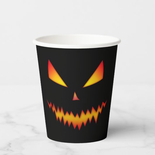 Gobelets En Papier Cool effrayant Jack O'Lantern visage Halloween noi (Recto)