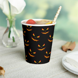 Gobelets En Papier Cool effrayant Jack O'Lantern visage motif d'Hallo