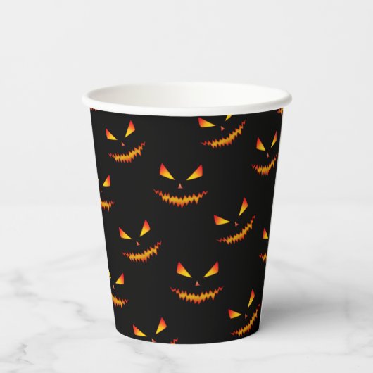 Gobelets En Papier Cool effrayant Jack O'Lantern visage motif d'Hallo (Verso)