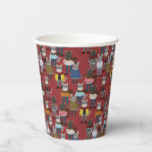 Gobelets En Papier Cool Hipster Motif de chat (Verso)