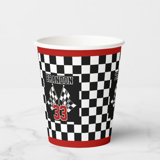 Gobelets En Papier Cool personnalisé Motif d'indicateur noir et blanc (Recto)