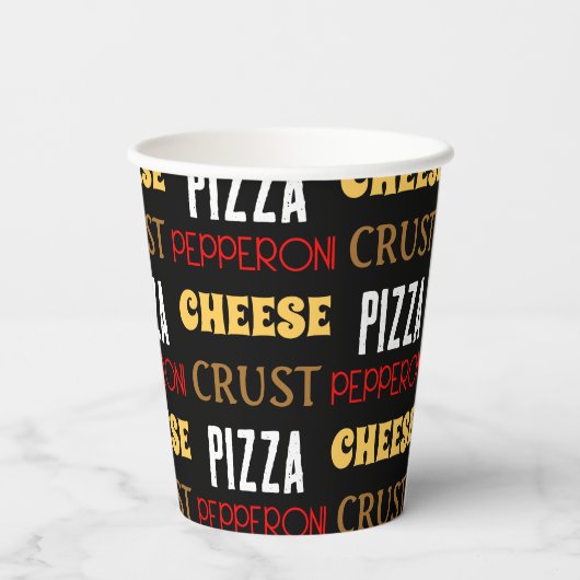 Gobelets En Papier Cool plaisir pizza pepperoni fromage croûte texte  (Verso)
