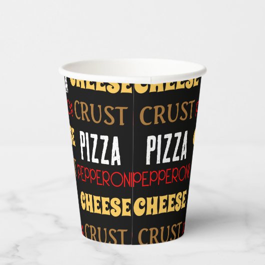 Gobelets En Papier Cool plaisir pizza pepperoni fromage croûte texte  (Droite)