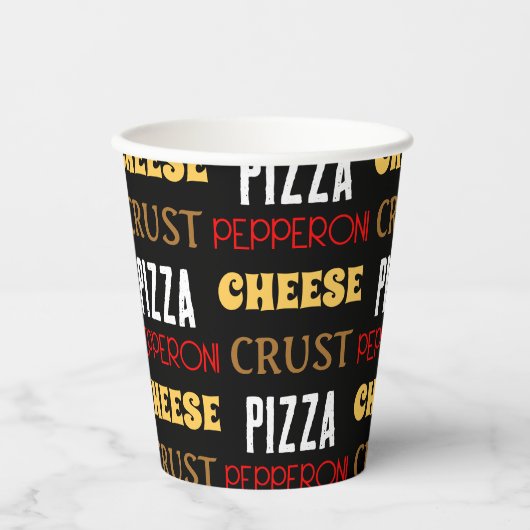 Gobelets En Papier Cool plaisir pizza pepperoni fromage croûte texte  (Recto)
