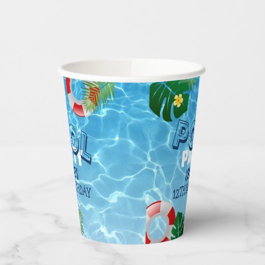 Gobelets En Papier Cool Pool Party | Nage Invitation d'anniversaire (Gauche)
