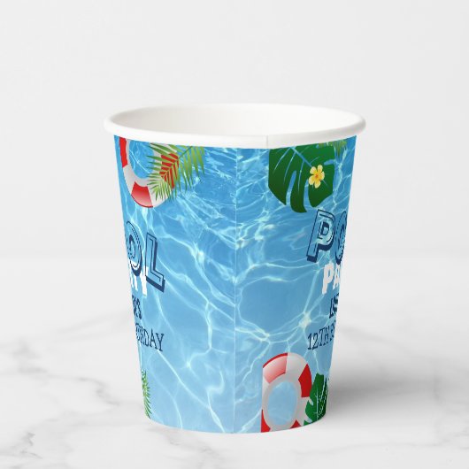 Gobelets En Papier Cool Pool Party | Nage Invitation d'anniversaire (Droite)