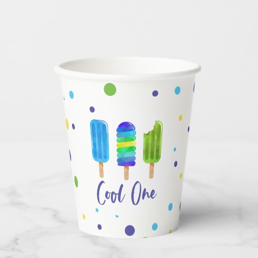 Gobelets En Papier Cool Un 1er anniversaire bleu vert (Recto)