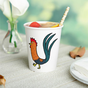 Gobelets En Papier Coq de dessin animé mignon