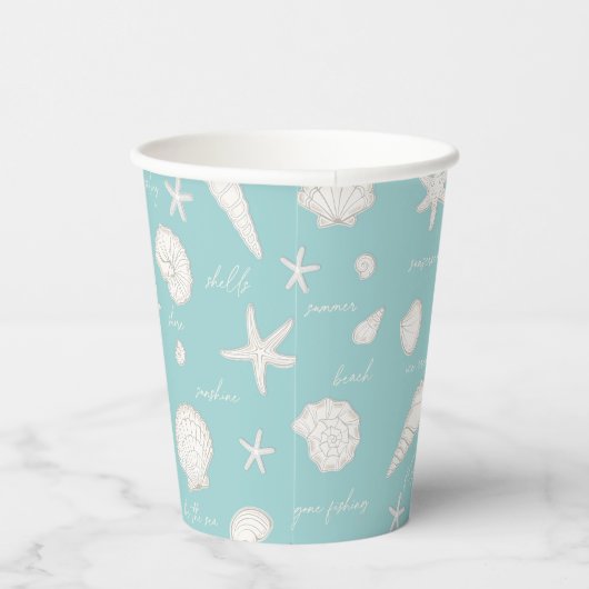 Gobelets En Papier Coques Starfish Sun Fun Texte ivoire ID918 (Droite)