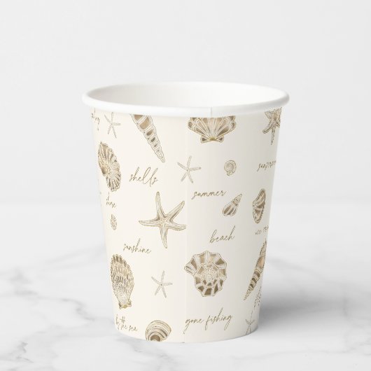 Gobelets En Papier Coques Starfish Sun Fun Texte Sandstone ID918 (Droite)