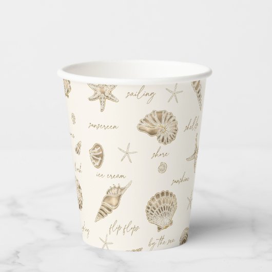 Gobelets En Papier Coques Starfish Sun Fun Texte Sandstone ID918 (Recto)