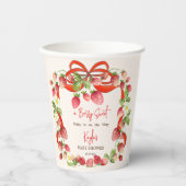 Gobelets En Papier Coquette à ruban de fraise baby shower (Recto)