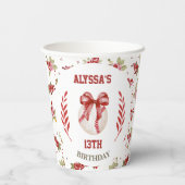 Gobelets En Papier Coquette Baseball Red Bow Floral (Verso)