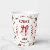 Gobelets En Papier Coquette Baseball Red Bow Floral (Recto)