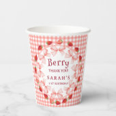 Gobelets En Papier Coquette Berry Premier Anniversaire Rouge Gingham (Verso)