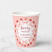 Gobelets En Papier Coquette Berry Premier Anniversaire Rouge Gingham (Recto)
