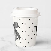 Gobelets En Papier Coquette Disco Ball & Black Bow Chic Moderne Blanc (Droite)