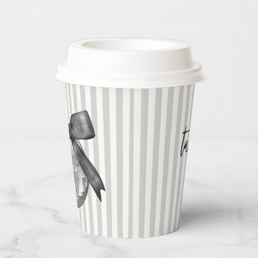 Gobelets En Papier Coquette Disco Ball & Black Bow Gris Gris (Droite)