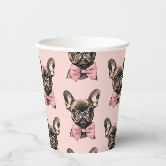 Gobelets En Papier Coquette Frenchie (Recto)