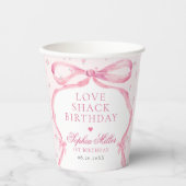 Gobelets En Papier Coquette Pink Bow Love Shack Anniversaire (Recto)