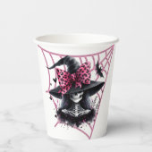 Gobelets En Papier Coquette rose et noire Halloween (Verso)