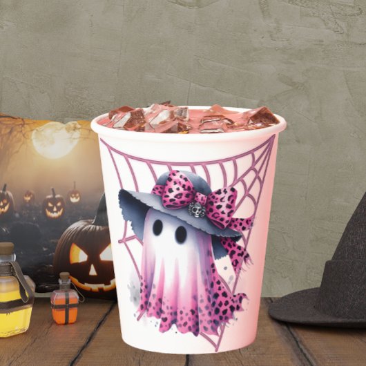 Gobelets En Papier Coquette rose et noire Halloween