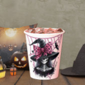 Gobelets En Papier Coquette rose et noire Halloween