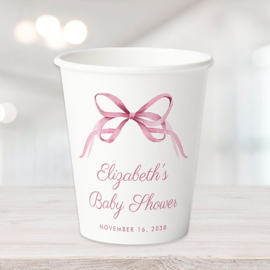 Gobelets En Papier Coquette rose mignonne Bébé Bébé Fille Douche