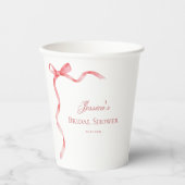 Gobelets En Papier Coquette Rose Ruban Français Mariage (Recto)