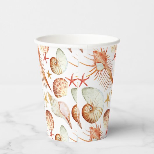 Gobelets En Papier Corail avec coquilles et crabes Motif (Droite)