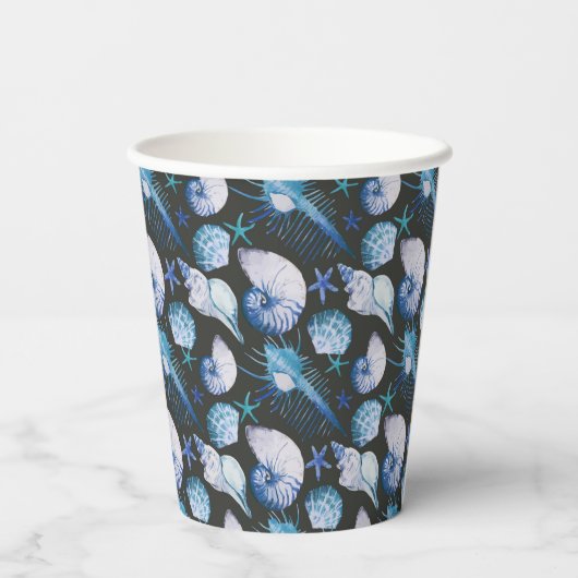 Gobelets En Papier Coraux avec Motif de coquillages (Verso)