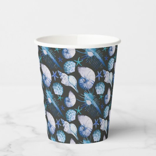 Gobelets En Papier Coraux avec Motif de coquillages (Gauche)